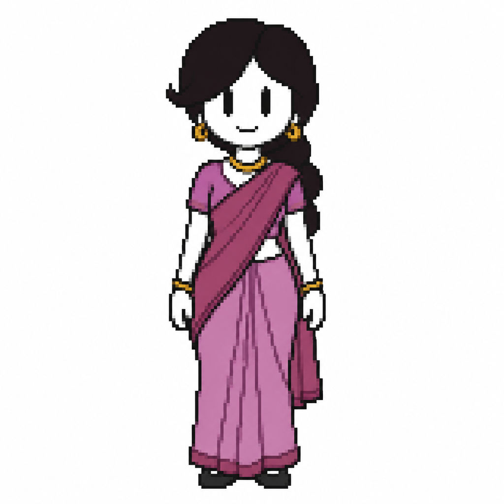 Jaiden animations but with the clothes and hair of the character Manjula Nahasapeemapetilon , full body front perspective