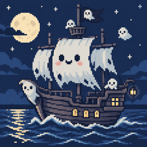Cute kawaii ghost ship 