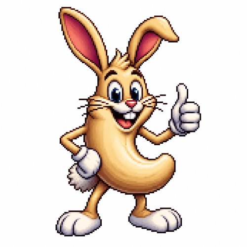 Cartoon cashew rabbit, full body, white background