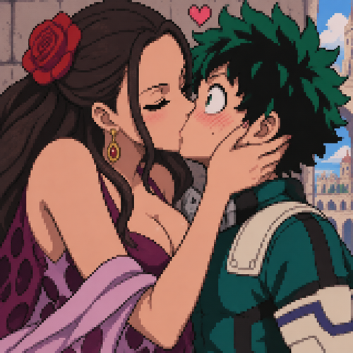 One piece viola kiss beso izuku midoriya