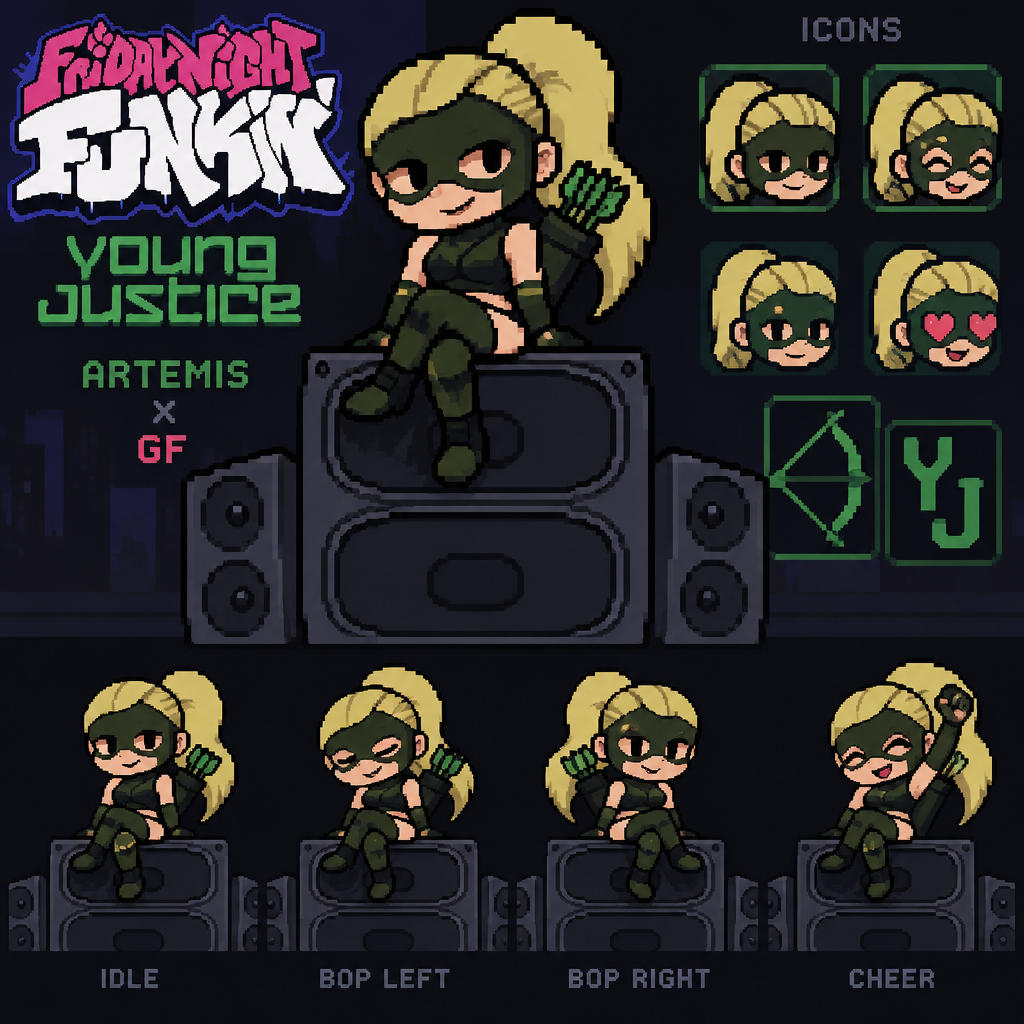 Friday night Funkin Young Justice artemis crock gf girlfriend incons