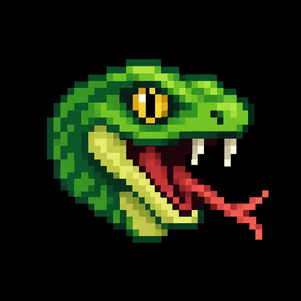 "green snake head pixel art game sprite"
