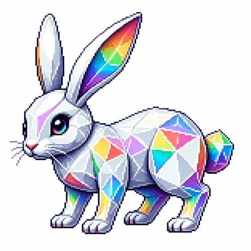 Cartoon prism rabbit (quadruped), full body, white background