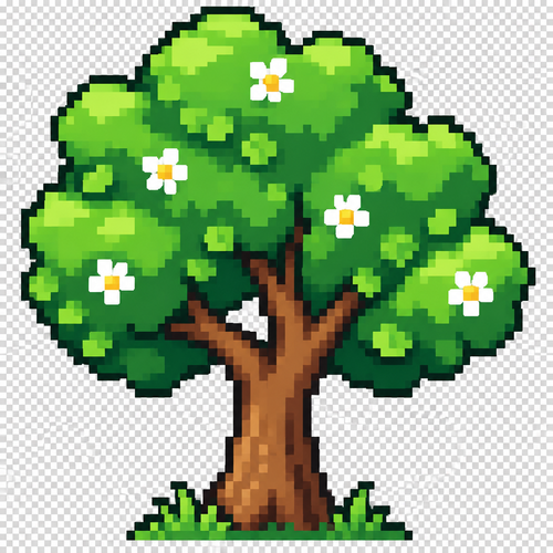 Has un árbol bonito estilo dibujo simple con fondo transparente
