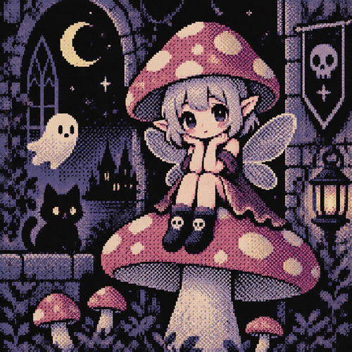 Spooky cute kawaii mushroom fairy 