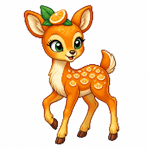 Cartoon citrus fawn, full body, white background