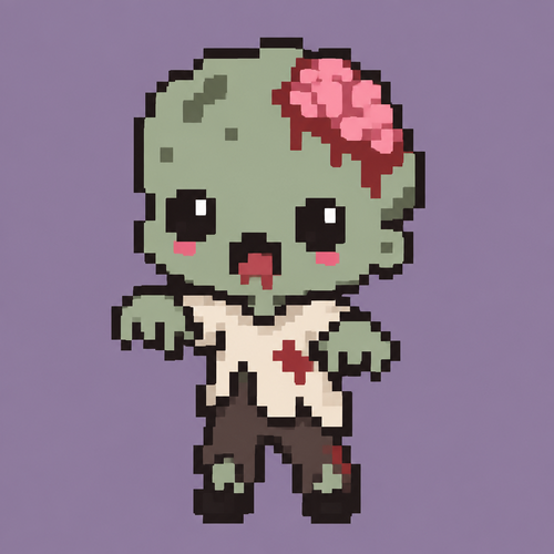 Cute kawaii zombie. Plain background 