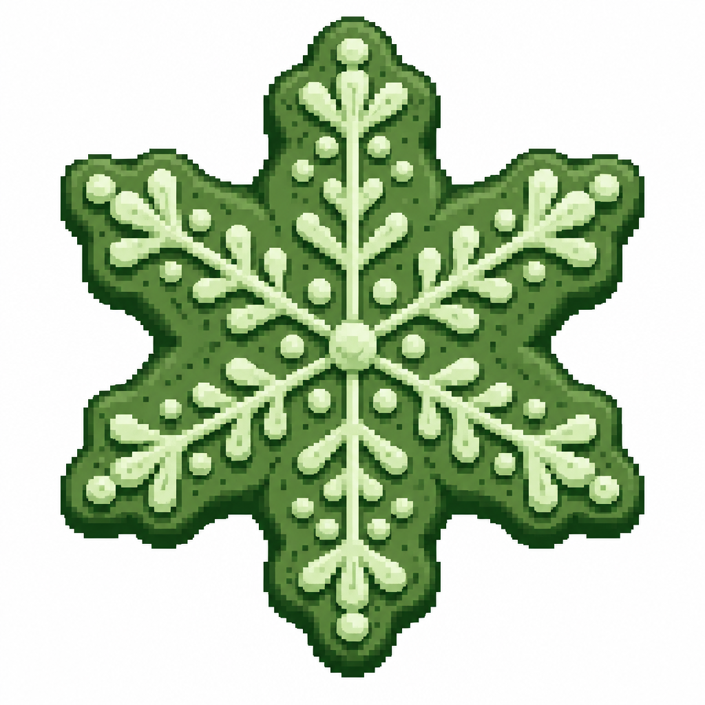 A gingerbread snowflake cookie with intricate raised icing lacework. White background