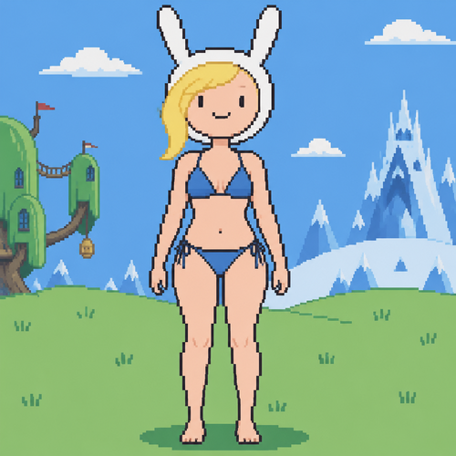 Fíonna la humana bikini  adventure time perspectiva frente
