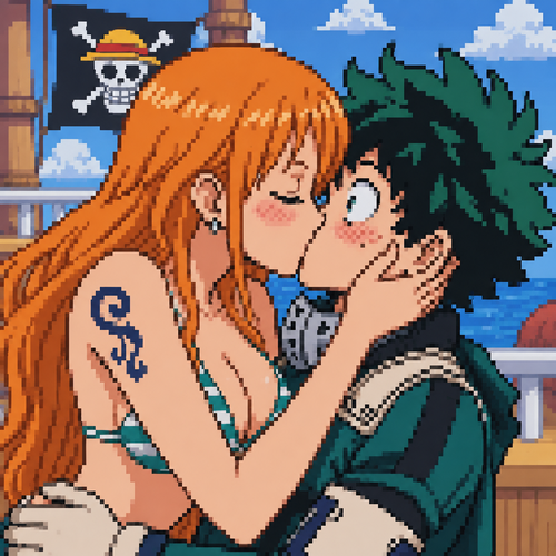 One piece nami kiss beso izuku midoriya
