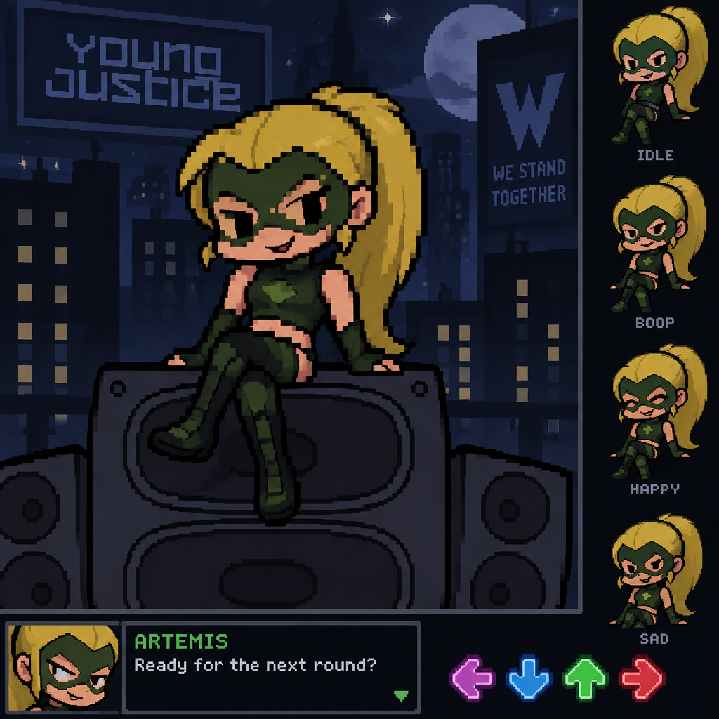 Friday night Funkin Young Justice artemis crock gf girlfriend