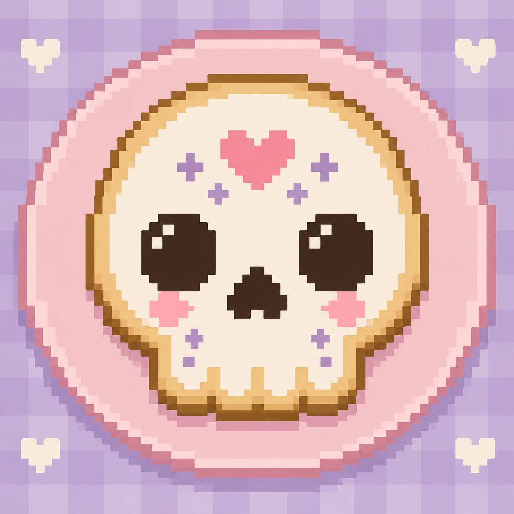 Cute kawaii sugar cookies of a skull