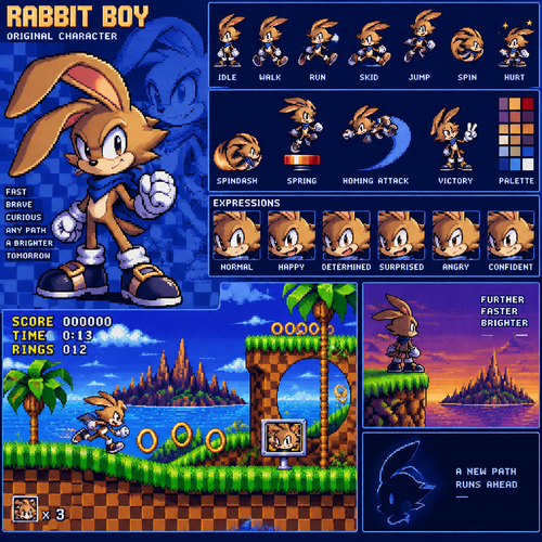 Sonic the hedgehog original character rabbit boy incons 