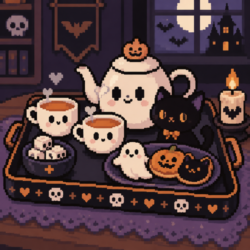 Spooky, cute Kawaii spooky tea tray