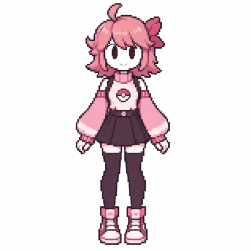 Jaiden animations but with the clothes and hair of the character miette pokegirl, full body front perspective