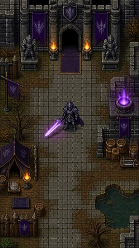 a dark knight with epic armor and glowing sword