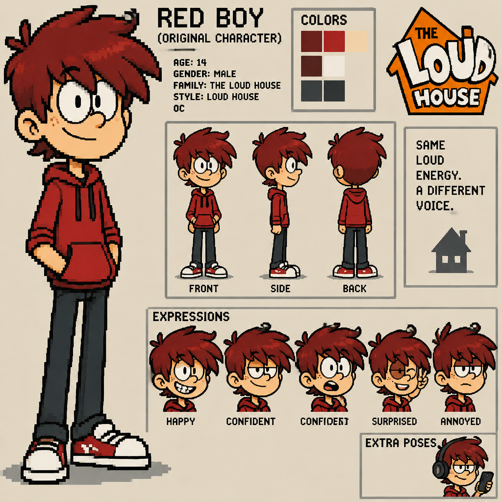 The loud house original character red boy 14 years