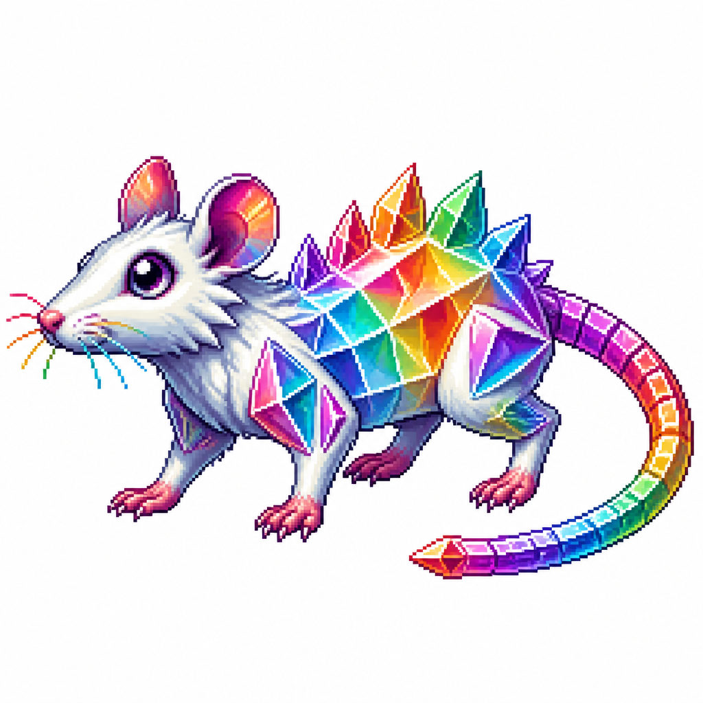 Cartoon prism rat (quadruped), full body, white background