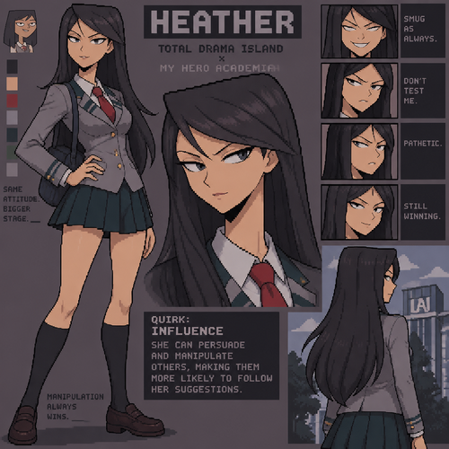 Total drama island heather my hero academia  anime anatomy 