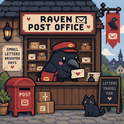 Cute Kawaii Raven post office