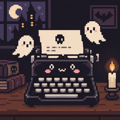 Cute Kawaii haunted typewriter