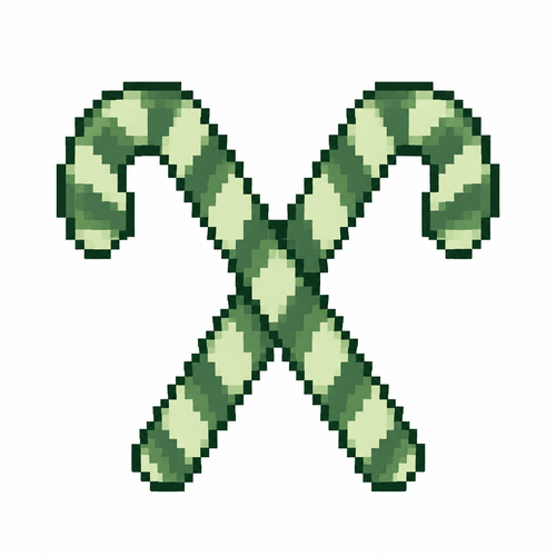 Two candy canes in an X. White background 
