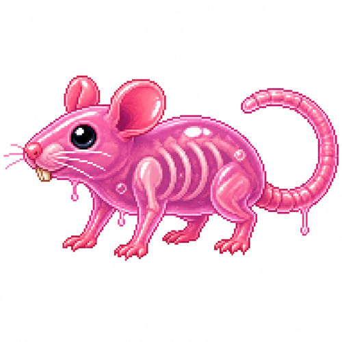 Cartoon jelly rat (quadruped), full body, white background