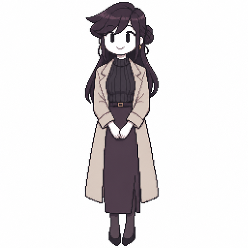 Jaiden animations but with the clothes and hair of the character Komi shuuko mother, full body front perspective